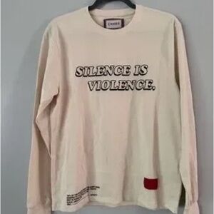 NFINITY Cream Long Sleeve Tee with Black Text and Red Patch